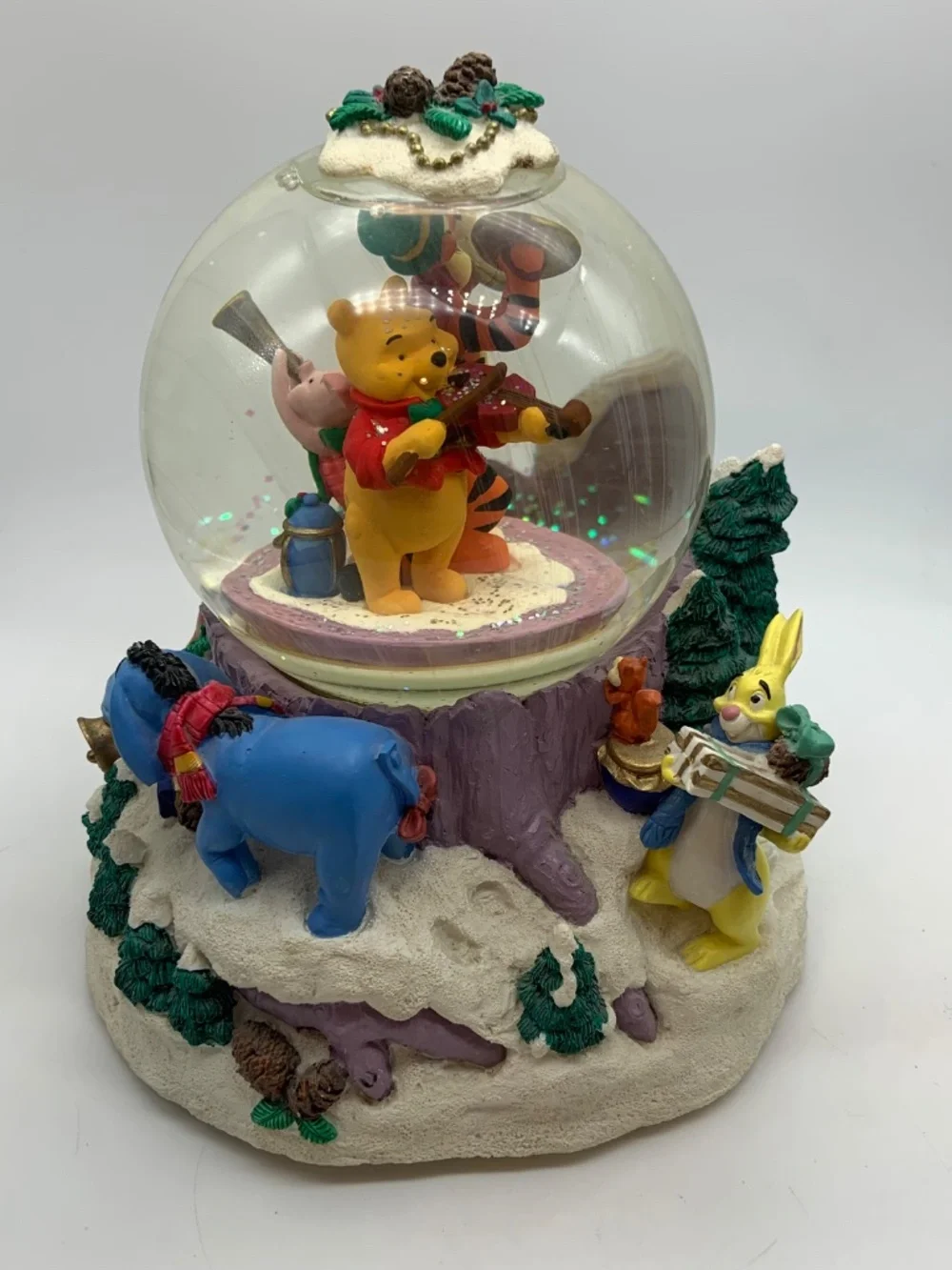 Vintage Disney Winnie the Pooh & Friends We Wish You A Merry Christmas Snowglobe